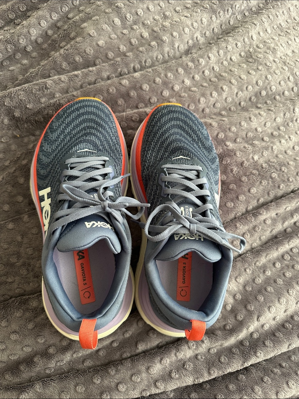 Hoka Slate Blue and Coral Women's Running Shoes